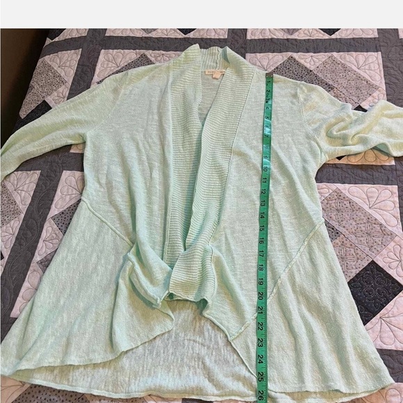 EIlEEN FISHER Seafoam Green Organic Linen Lightweight Open Cardigan Sweater - Picture 8 of 8